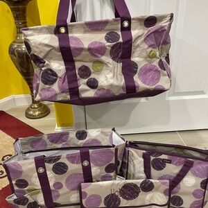 Thirty-One Purple and Green Totes Modern Durable Design
